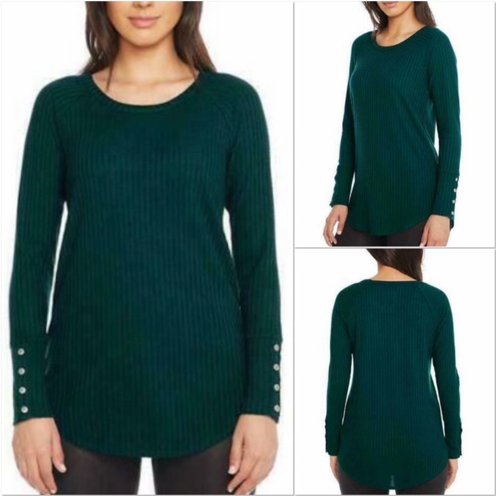 Chaser green long sleeve waffle knit tunic top XXL